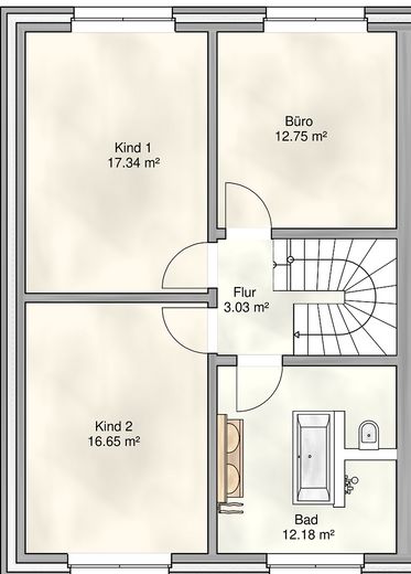 Nowo wybudowany segment domu dwurodzinnego o powierzchni 165 m² | 6 pokoi | 2 łazienki | ogród | chłodzenie | Smart Home – Doppelhaus 2: OG
